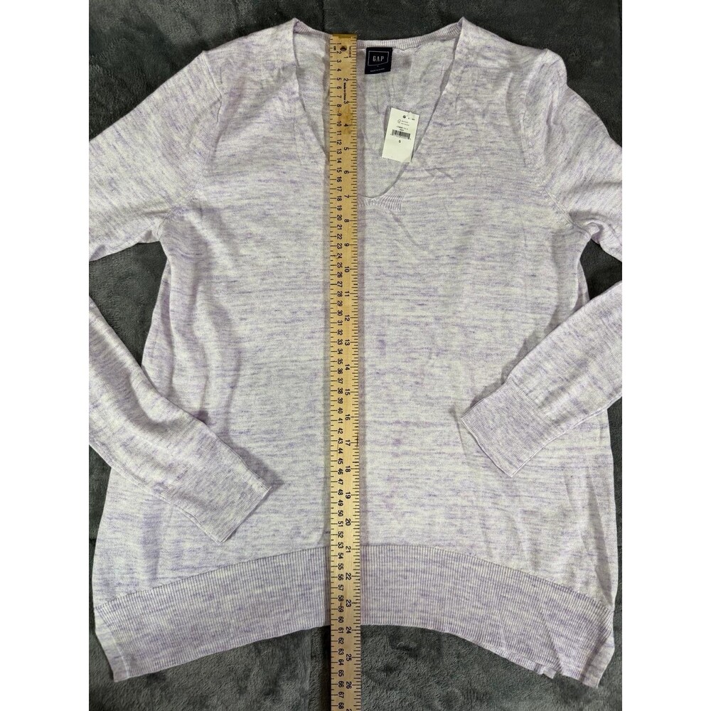 GAP Sweater Womens Small S Purple V-Neck Long Sleeve 100% Cotton NWT Lightweight - Picture 6 of 7